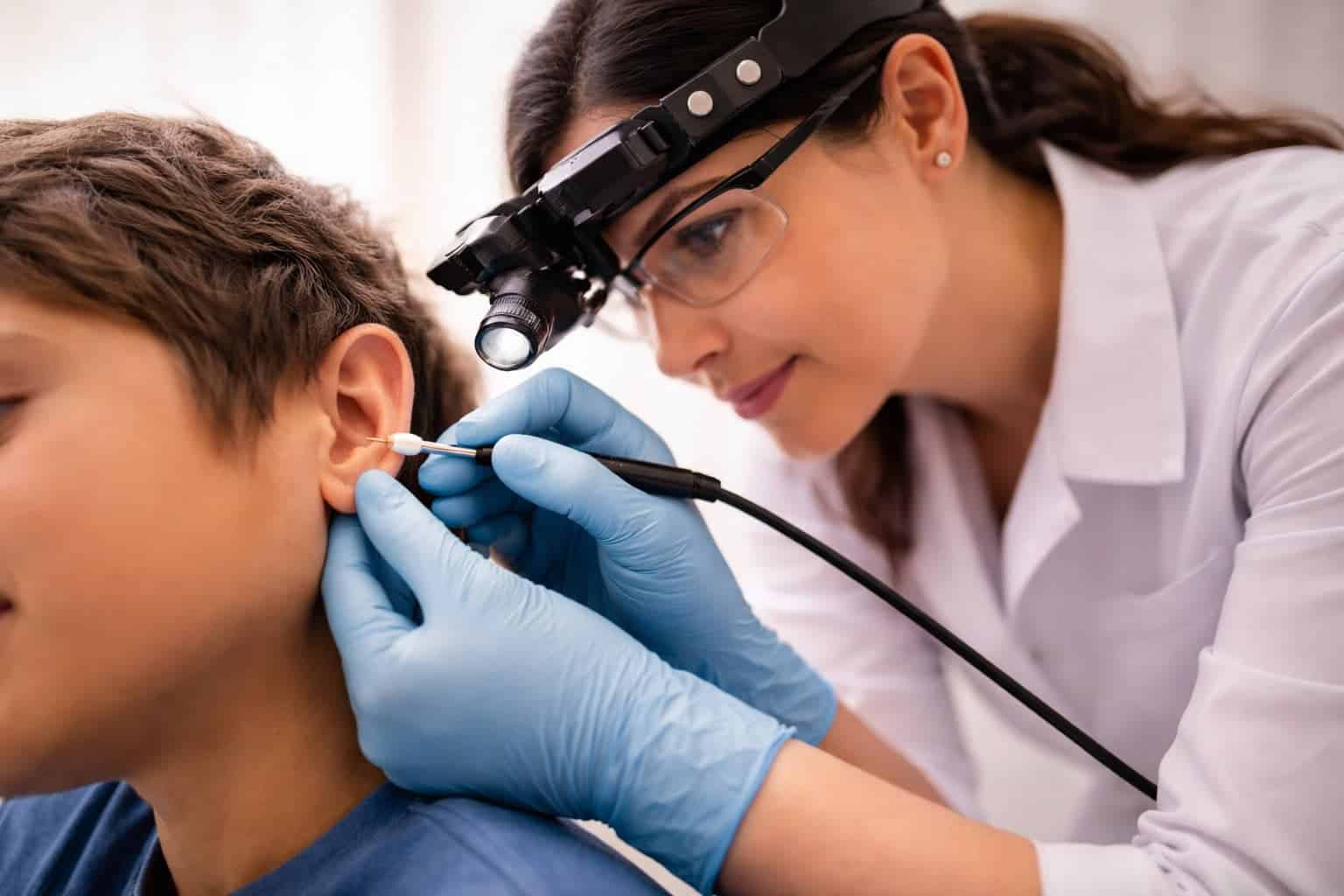 Audiologist performing microsuction ear wax removal in Darlinghurst, Sydney